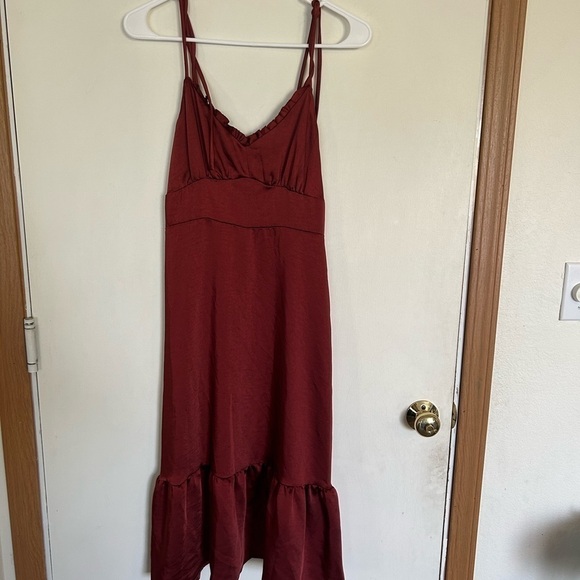 Nine W. small spaghetti, tie strap dress with ruffle hem - Picture 2 of 9